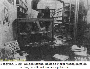 De boekhandel Rode Mol na de aanslag.