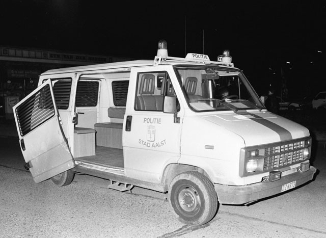 Een politiewagen na de overval in Aalst.
