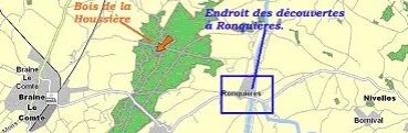 Een kaart van het Bois de la Houssière en Ronquières.